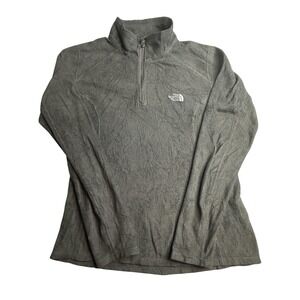 The North Face Pullover Womens Medium Gray Fleece 1/4 Zip Lightweight Hiking Top